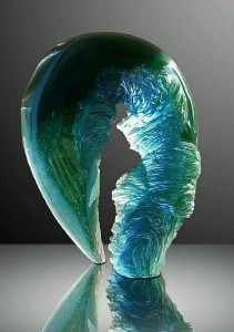 ANATOMY OF WATER,kiln cast glass,cut and polished, 48x36x15 cm,2016 