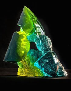 LIGHTNING,kiln cast,cut and polished uranium glass,47x48x17cm,23kg,2021