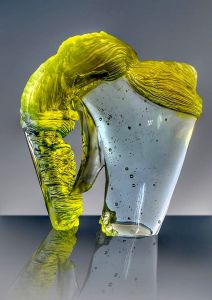 TRANSPORTER OF SUN ENERGY,2020,kiln cast,cut and polished crystal+uranium Banas glass,44x51x18cm,28kg